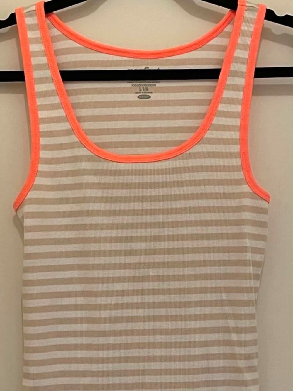 OLD NAVY Perfect Women’s Beige/White Striped Tank Top, Size L